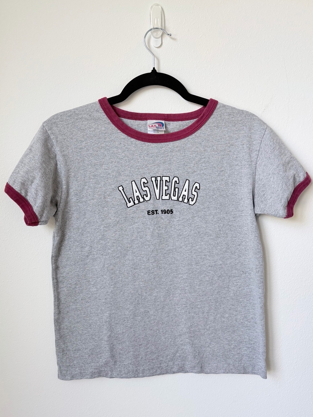 Vintage Las Vegas Ringer Tee with Maroon Trim